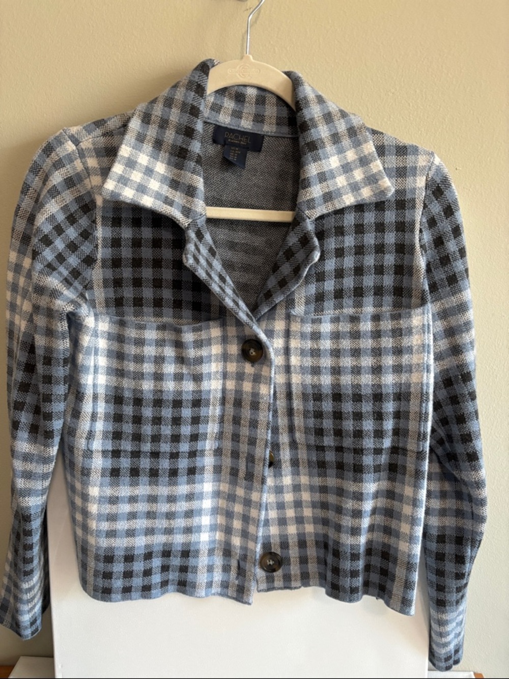 RACHEL Rachel Roy Blue & Black Plaid Button Jacket